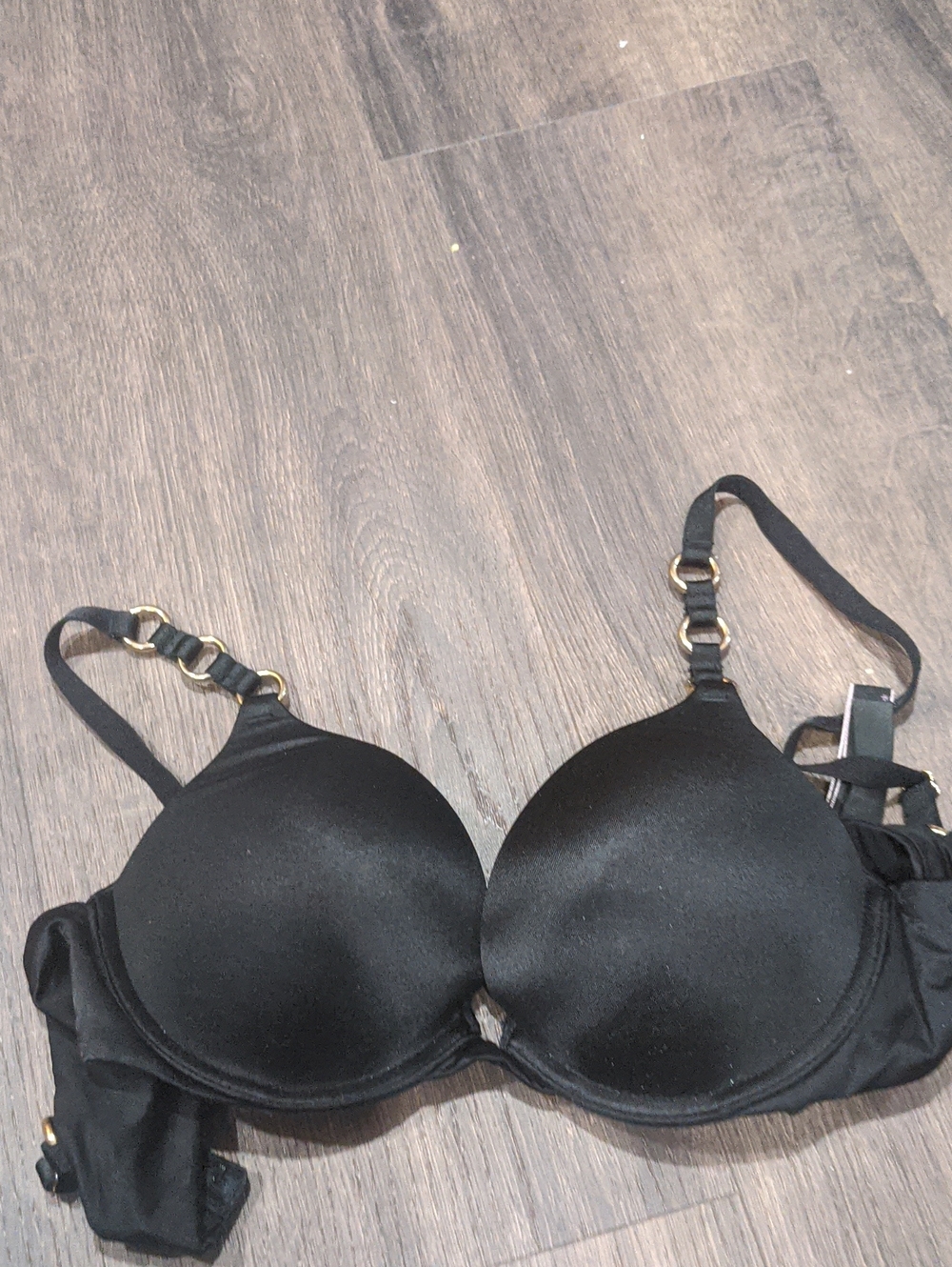 Victoria's Secret Black Push-Up Bra with Gold Accents